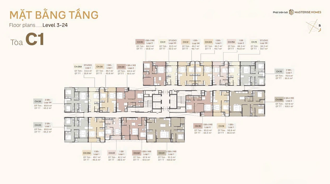Mặt bằng tòa CT1 Vinhomes Cao Xà Lá Galaxy Nguyễn Trãi